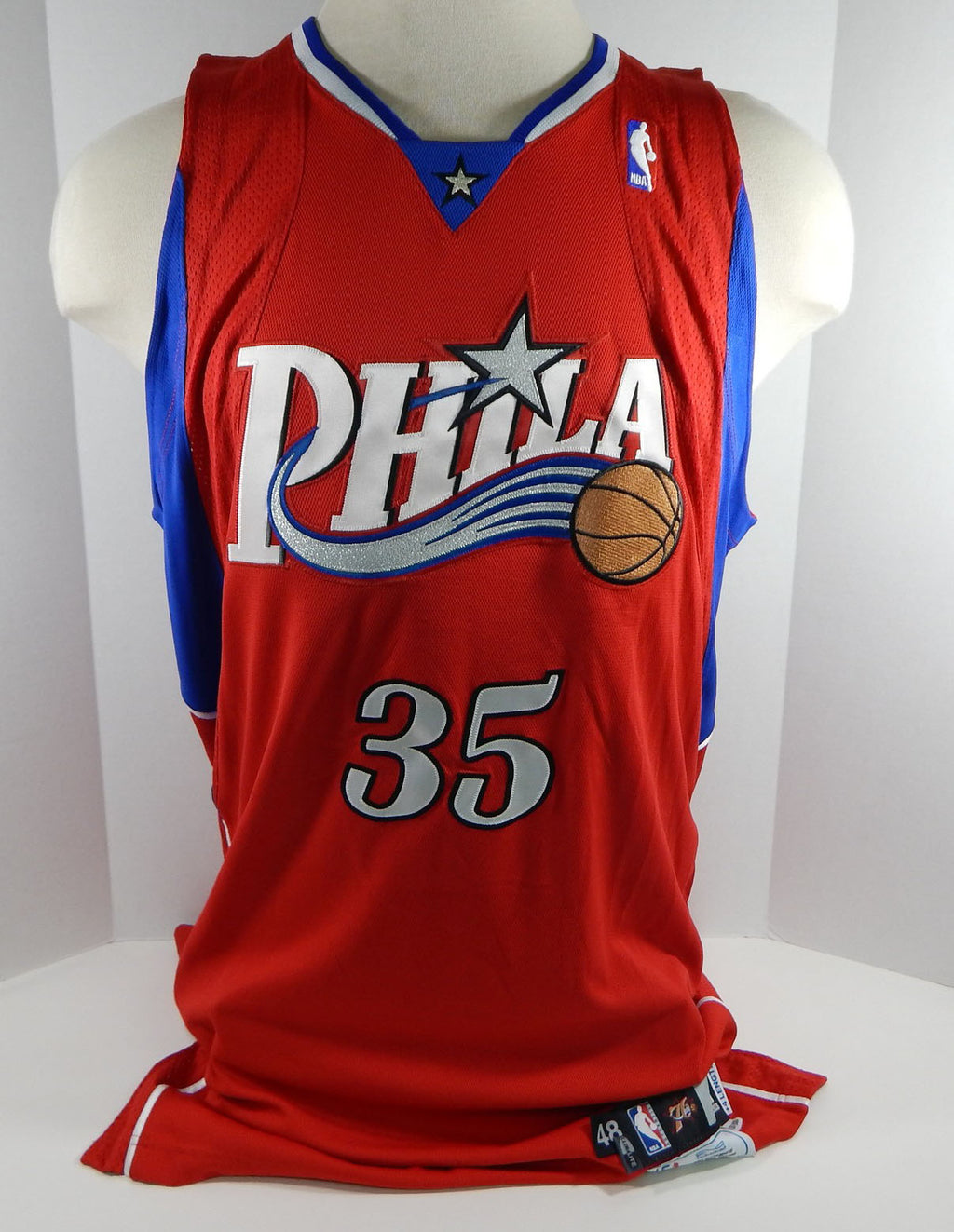 2007-08 Philadelphia 76ers Herbert Hill #35 Game Used Red Jersey 48 338 Pic2
