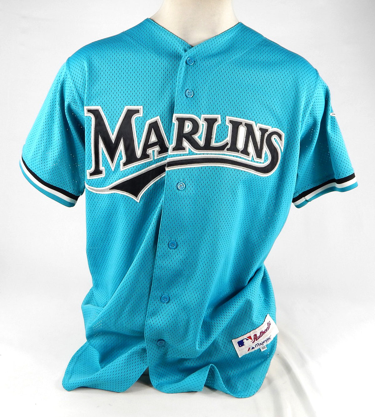 2000s Miami Marlins Greene Game Used Blue Jersey BP ST 46 884