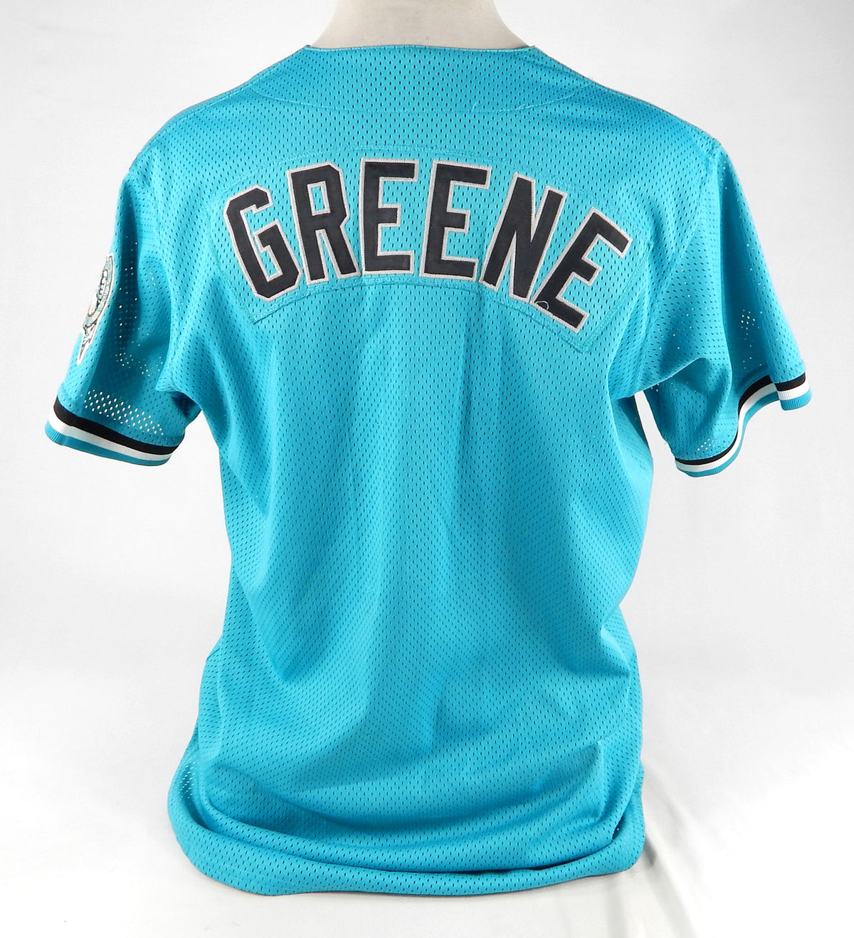 2000s Miami Marlins Greene Game Used Blue Jersey BP ST 46 884 Pic2