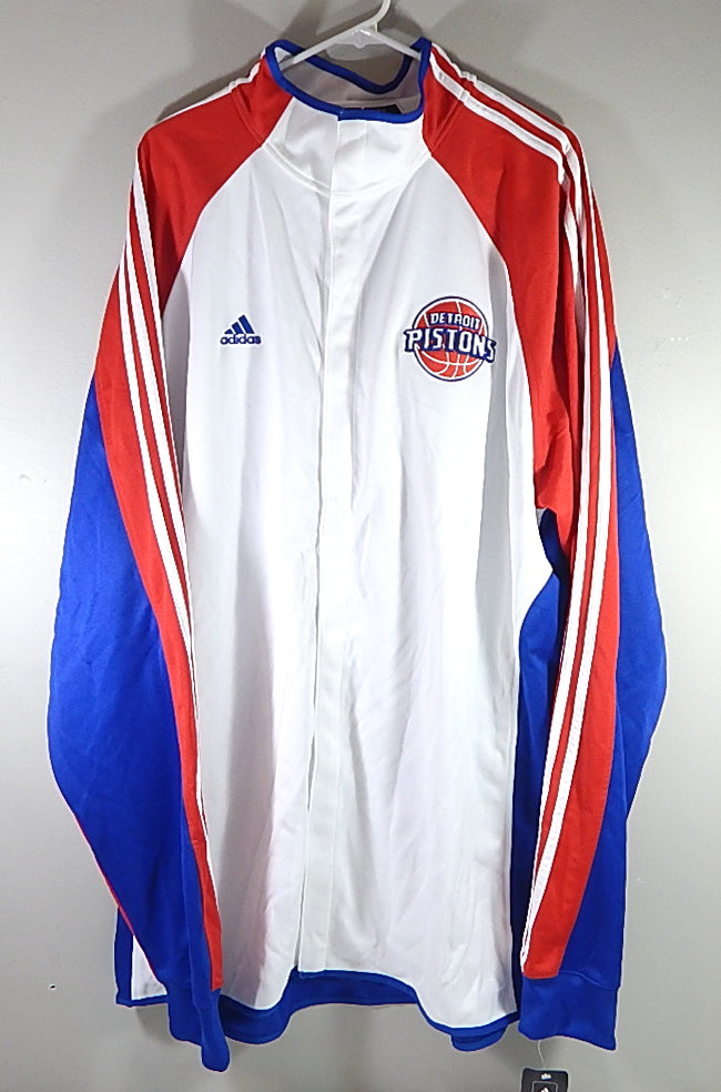 Detroit Pistons Adidas Warm Up Jacket Team Issued White Red Blue 2XL +4"