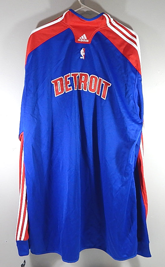 Detroit Pistons Adidas Warm Up Jacket Team Issued White Red Blue 2XL +4" Pic2