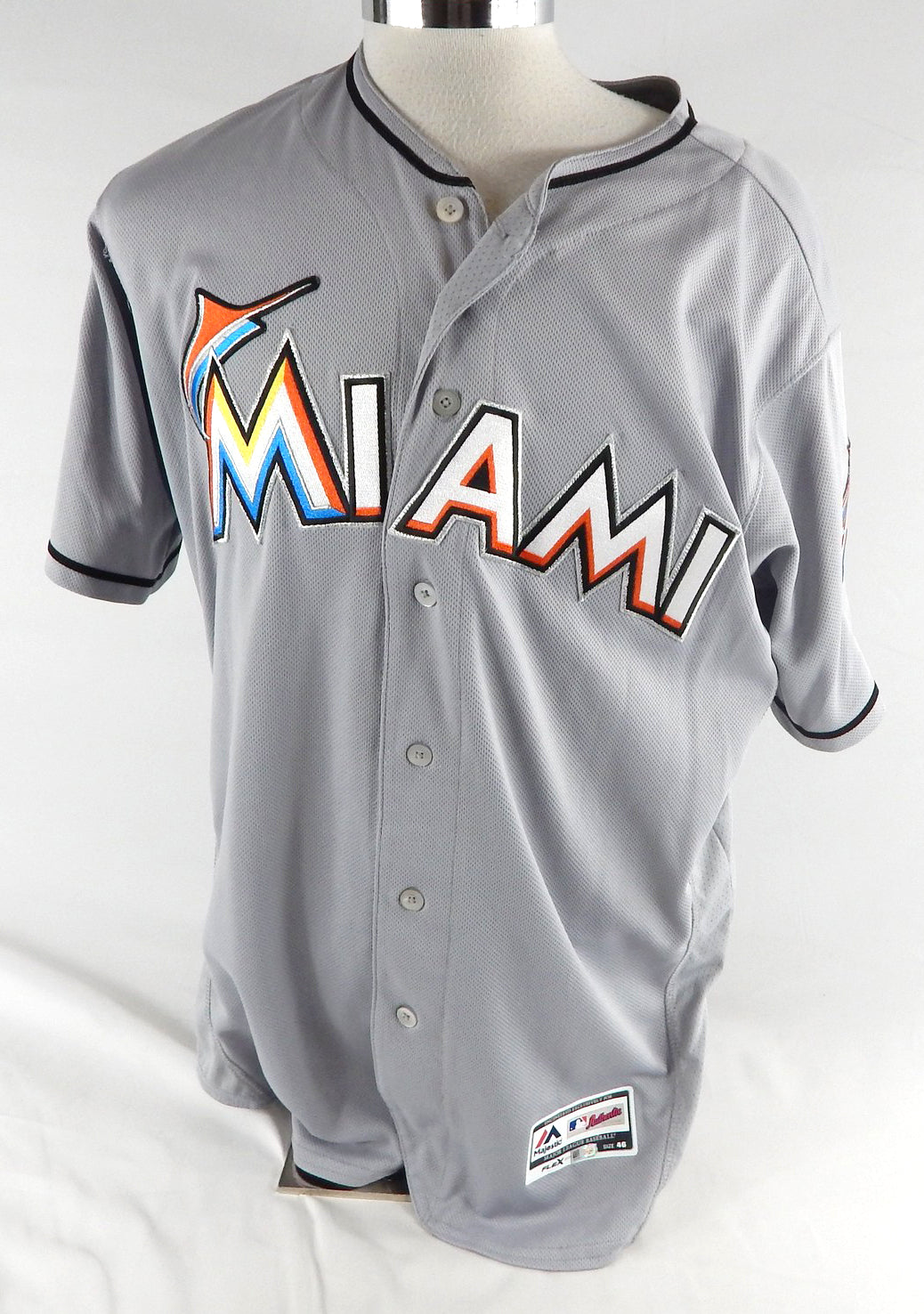 2018 Miami Marlins Brian Anderson #15 Game Issued Pos Used Grey Jersey 25th P