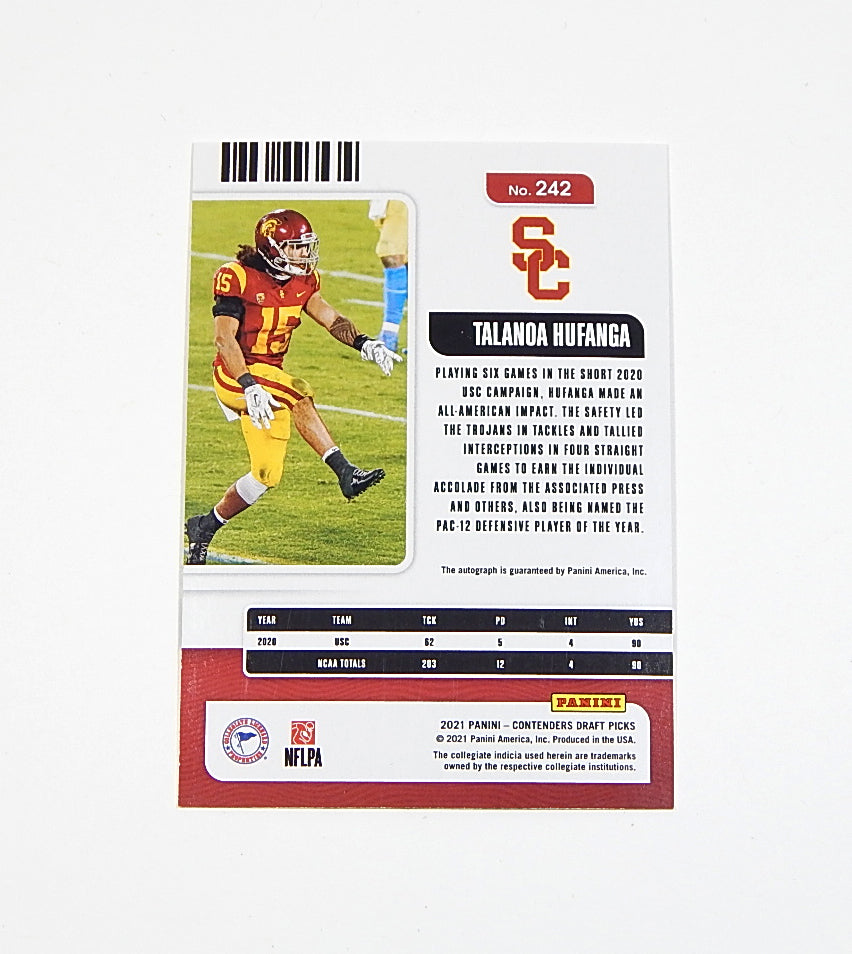 2021 Panini Contenders Draft Picks Game Ticket Talanoa Hufanga RC #242 Auto Pic2