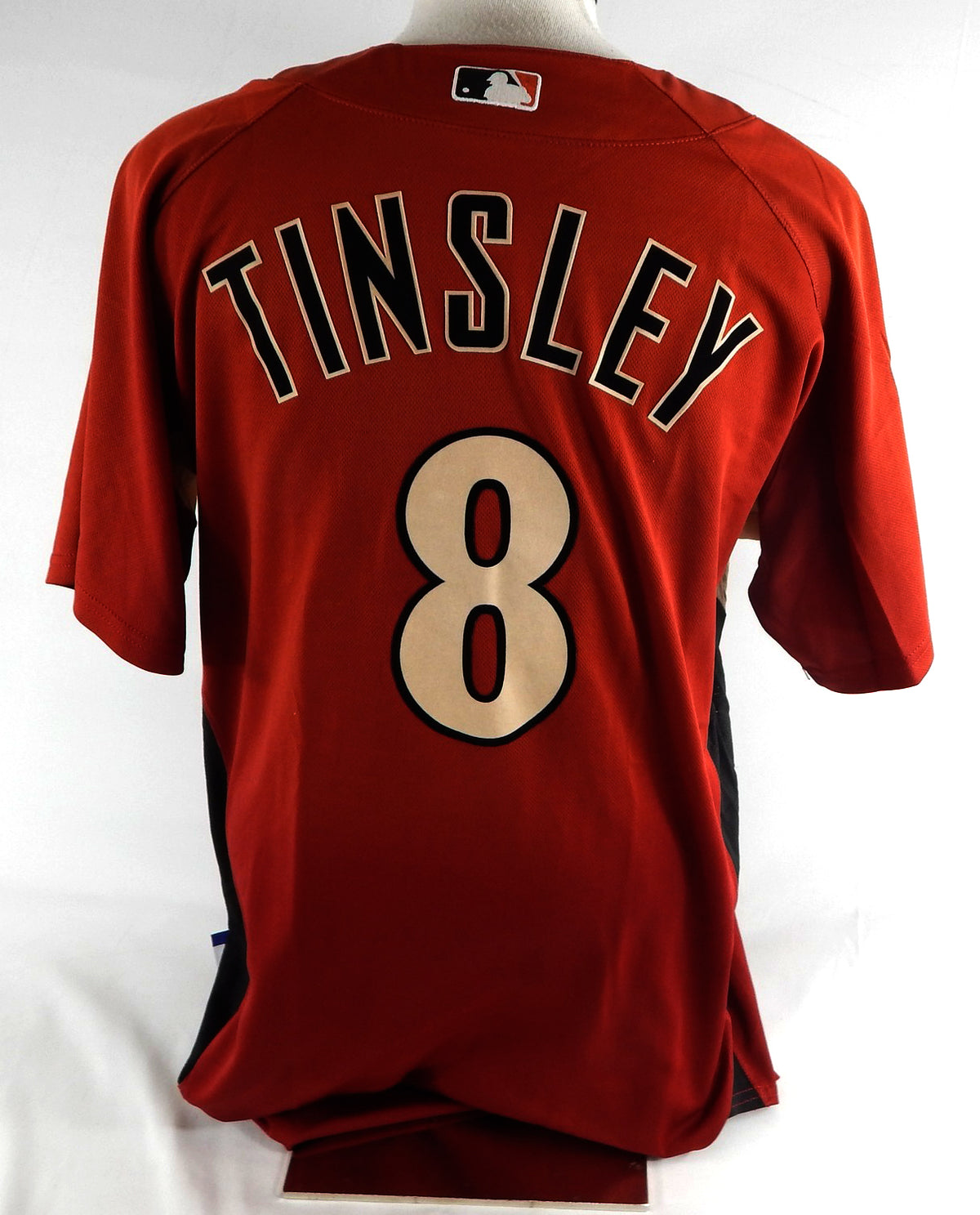 2006-09 Arizona Diamondbacks Lee Tinsley #8 Game Used Red Jersey ST BP 46 331 Pic2