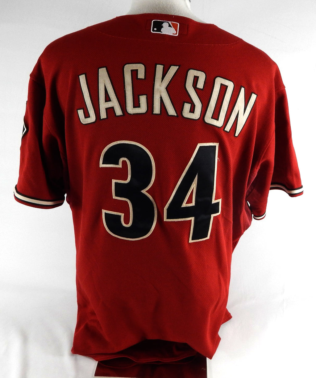 2009 Arizona Diamondbacks Conor Jackson #34 Game Used Red Jersey 48 334 Pic2