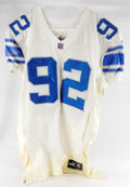1999 Detroit Lions Mike Pringley #92 Game Used White Jersey 50 253