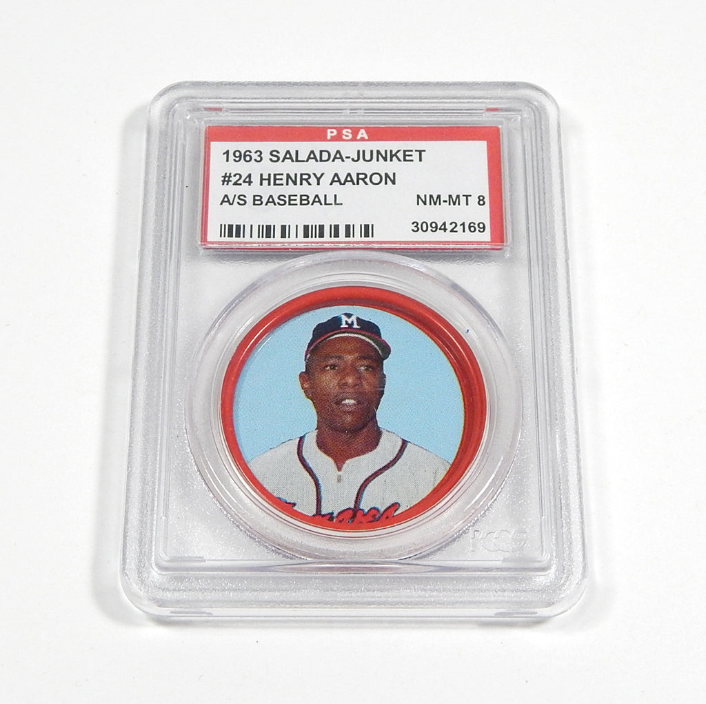 1963 Salada-Junket Hank Aaron #24 Coin PSA 8