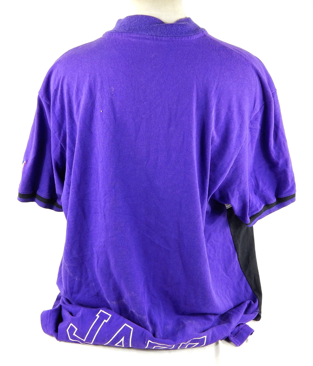 1999-00 Shirt 04 Utah Jazz Chilcutt #32 Game Issued Purple Warm Up Shooting Pic2