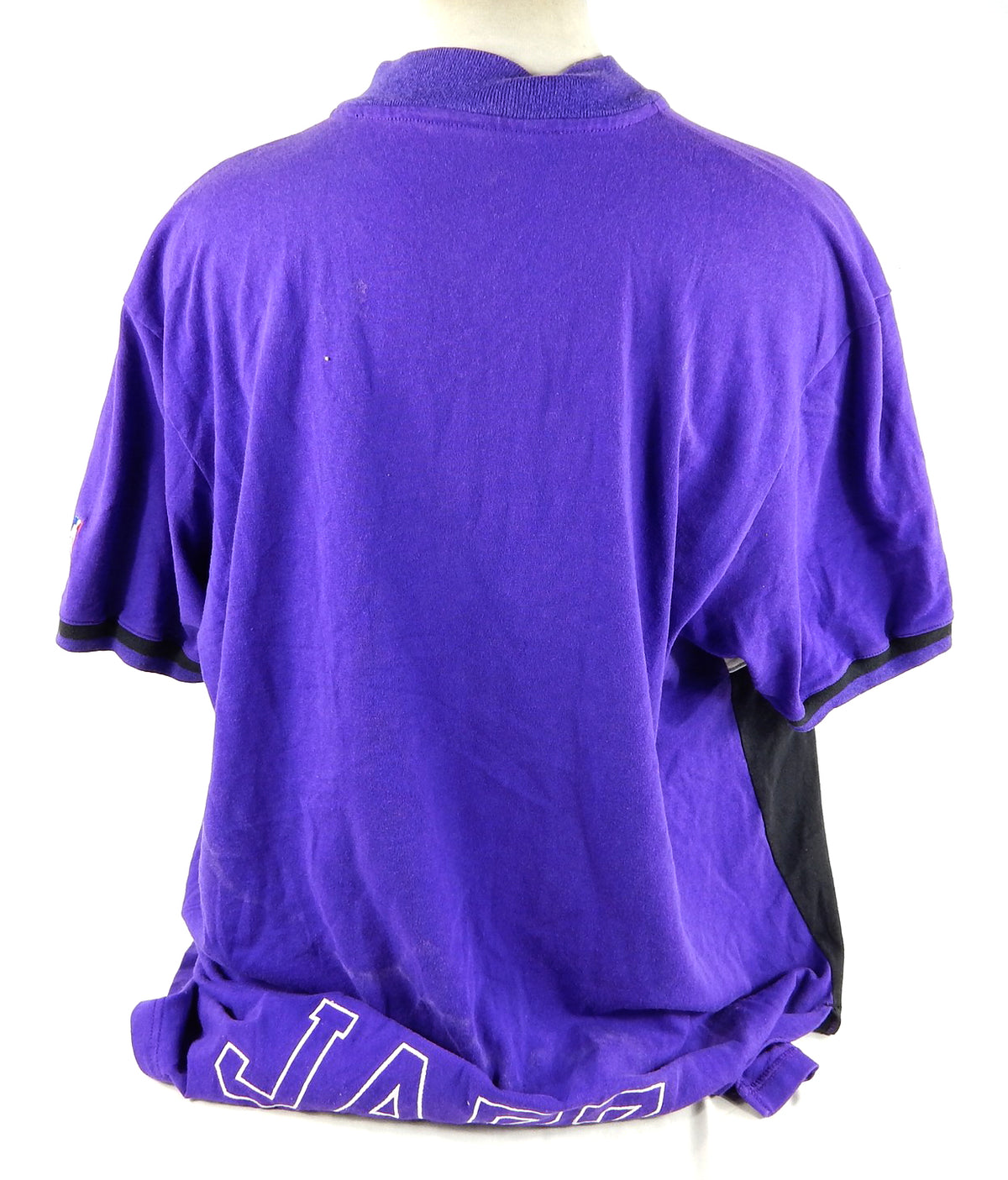 1999-00 Shirt 04 Utah Jazz Chilcutt #32 Game Issued Purple Warm Up Shooting Pic2