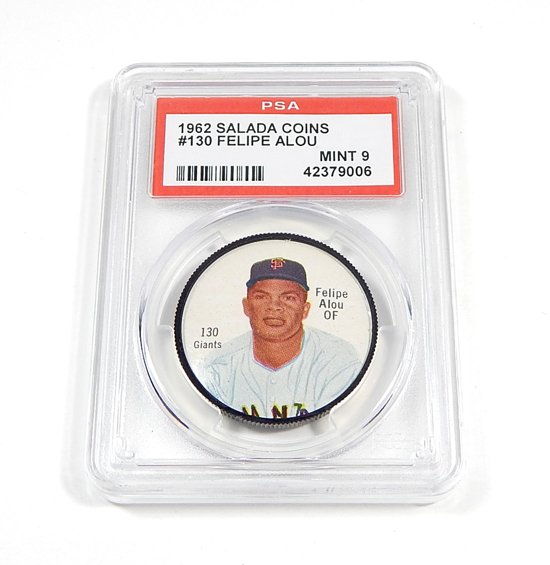 1962 Salada Coins Felipe Alou #130 Coin PSA 9