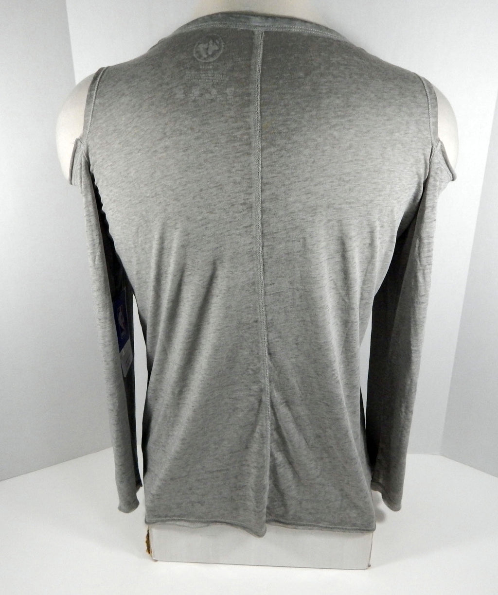 New Women Ladies New York Knicks Grey Long Sleeve Shirt Out Cold Shoulder XL NWT Pic2
