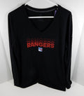 New Womens Ladies New York Rangers Black Long Sleeve V-Neck Shirt Adidas M NWT
