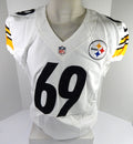 2012 Pittsburgh Steelers #69 Game Issued White Jersey Name Plate Removed 46 D6