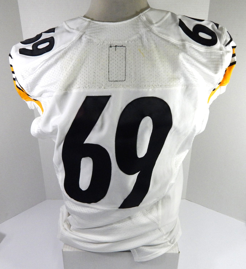 2012 Pittsburgh Steelers #69 Game Issued White Jersey Name Plate Removed 46 D6 Pic2