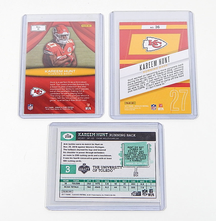 Lot of (3) 2017 Kareem Hunt RC's Absolute Memorabilia Rookies & Stars Classics Pic2