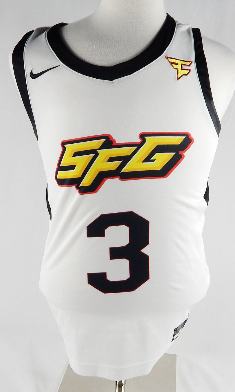 Strive For Greatness Faze Clan #3 Game Used White Jersey Basketball EYBL M 411