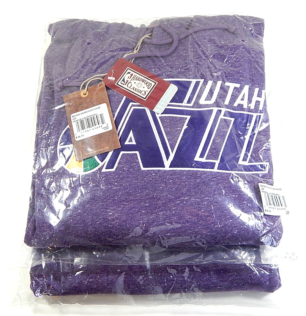 Lot of (2) Utah Jazz Mitchell & Ness Slow Washed Fleece Hoodies New L & XL