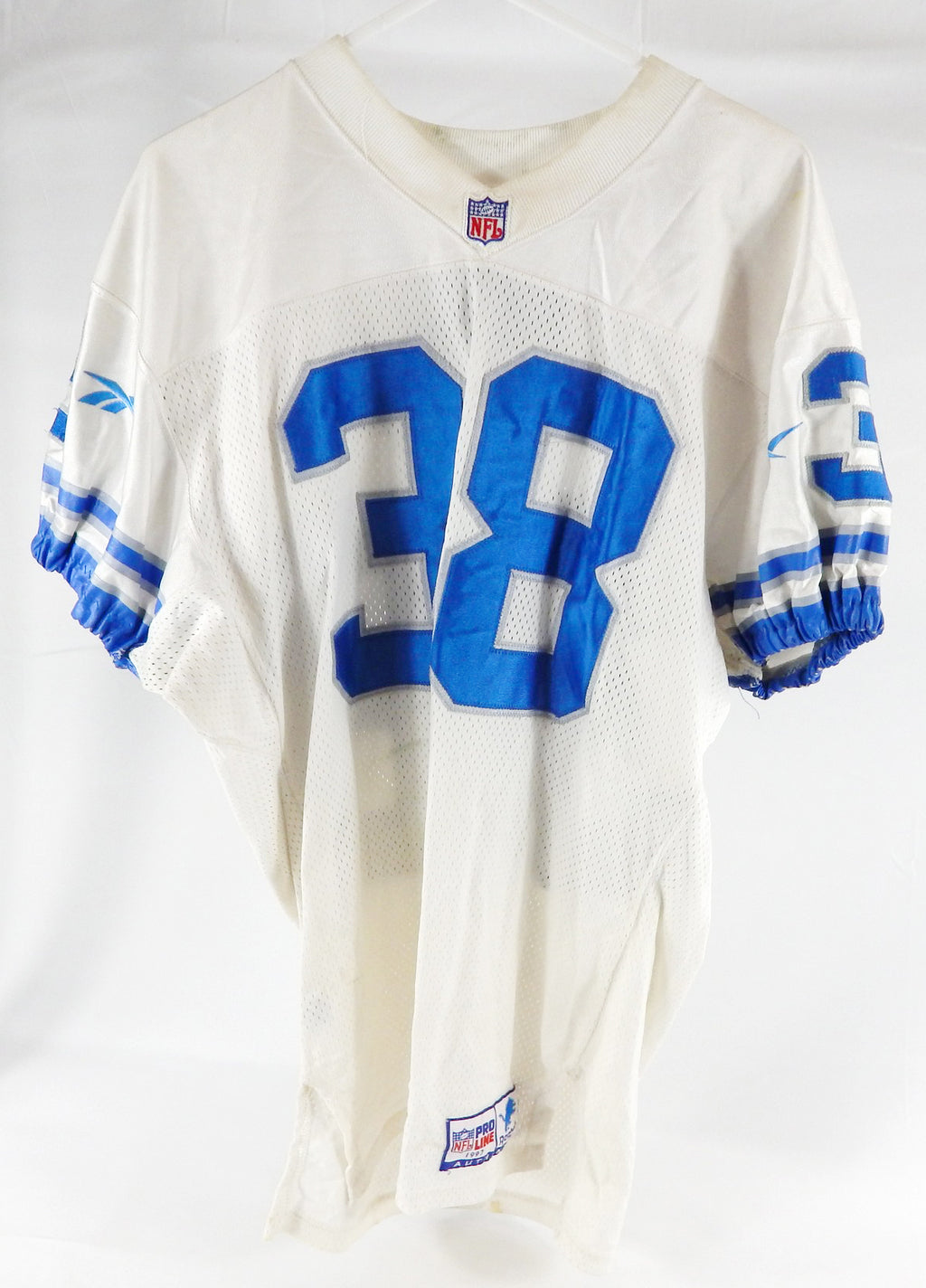 1997 Detroit Lions Daryl Porter #38 Game Used White Jersey 46 0265