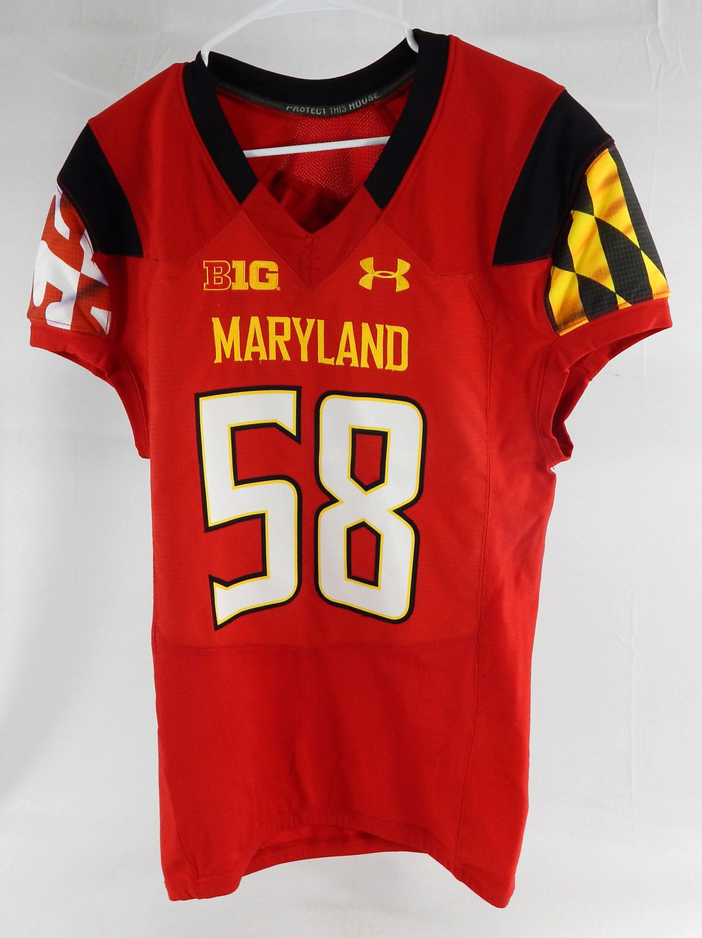 2014 Maryland Terrapins #58 Game Used Red Jersey Football NP R 42 445