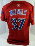 2015 Clearwater Threshers Miguel Nunez #37 Game Used Red Jersey 100th Patch 5