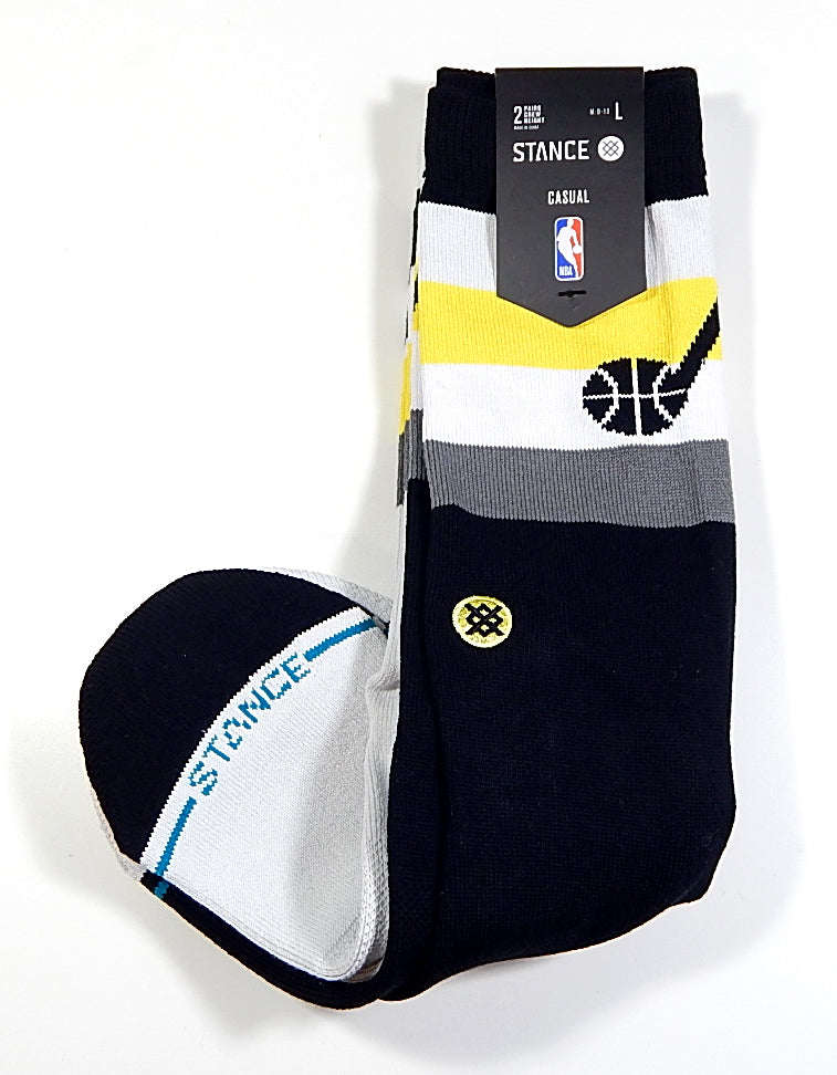 Utah Jazz Stance 2 Pairs of Casual Socks Black & White New Mens Large 9-13