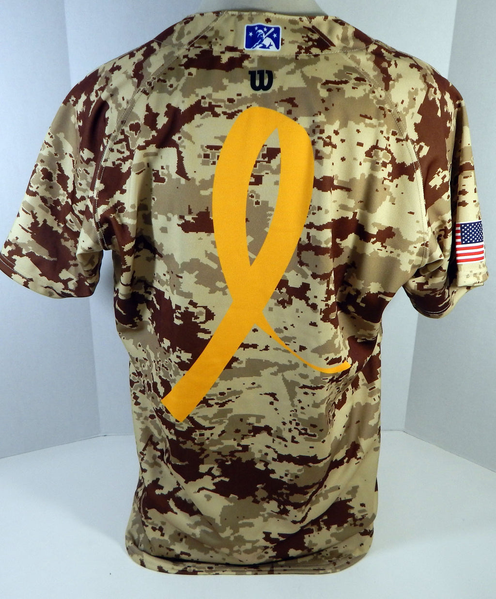2011 Clearwater Threshers Blank Game Issued Brown Camo Jersey Miltary Night 46 22 Pic2