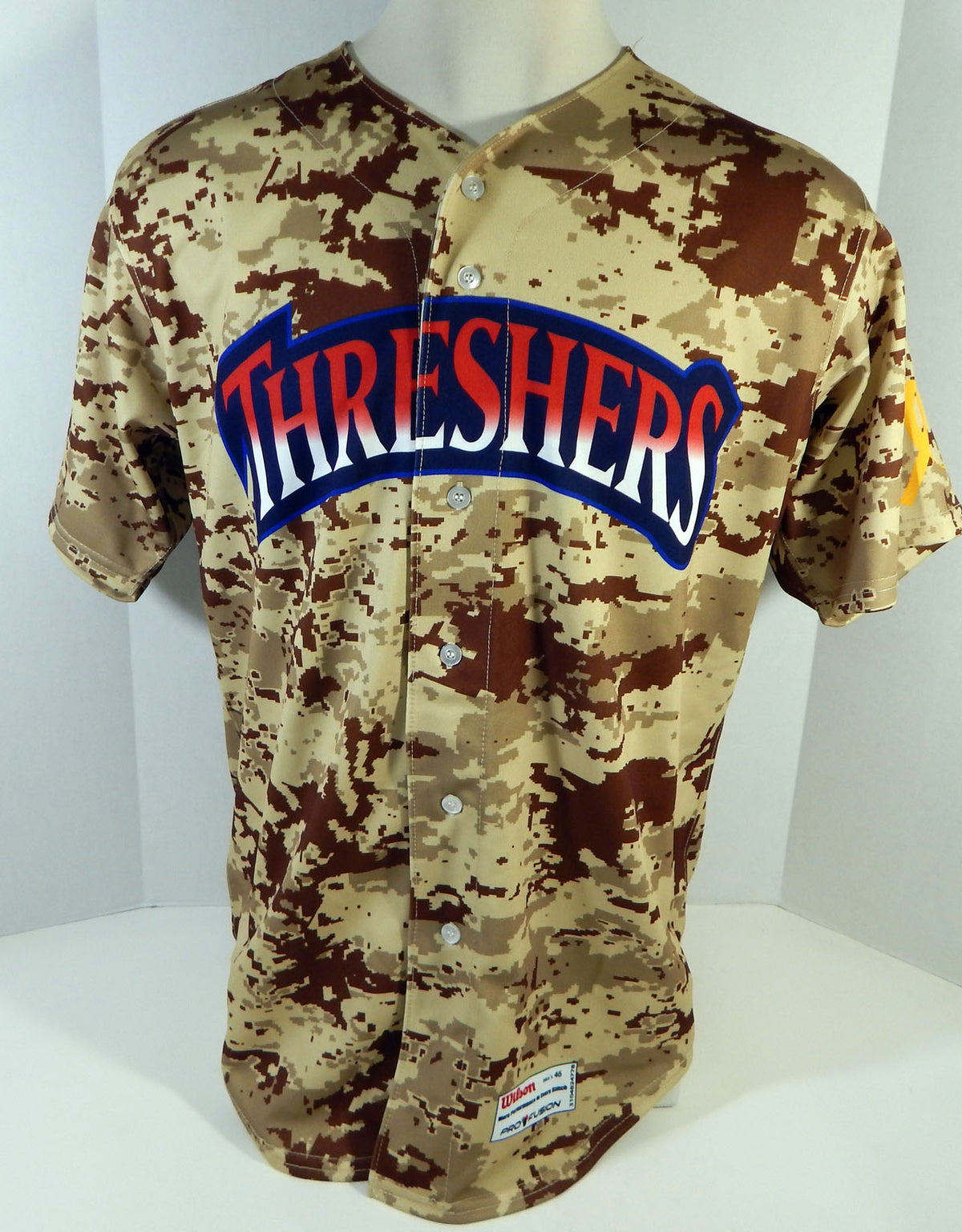 2011 Clearwater Threshers Blank Game Issued Brown Camo Jersey Miltary Night 46 22