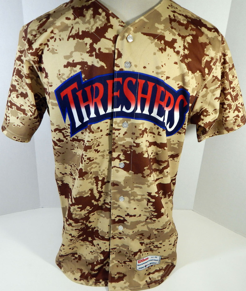 2011 Clearwater Threshers Blank Game Issued Brown Camo Jersey Miltary 46 DP13324 Pic2