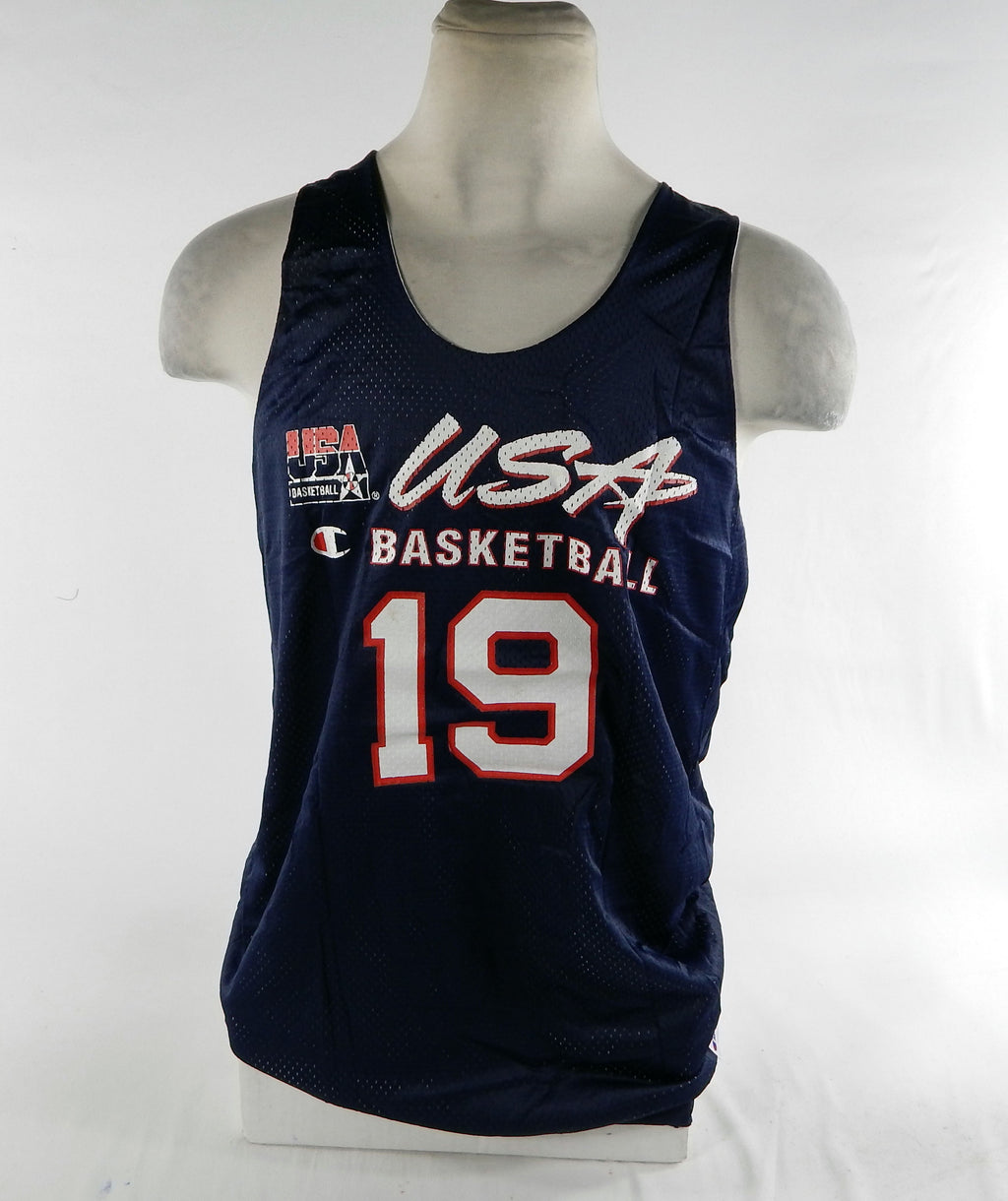 1990s Team USA Basketball #19 Game Issued Navy Practice Jersey XL DP70314