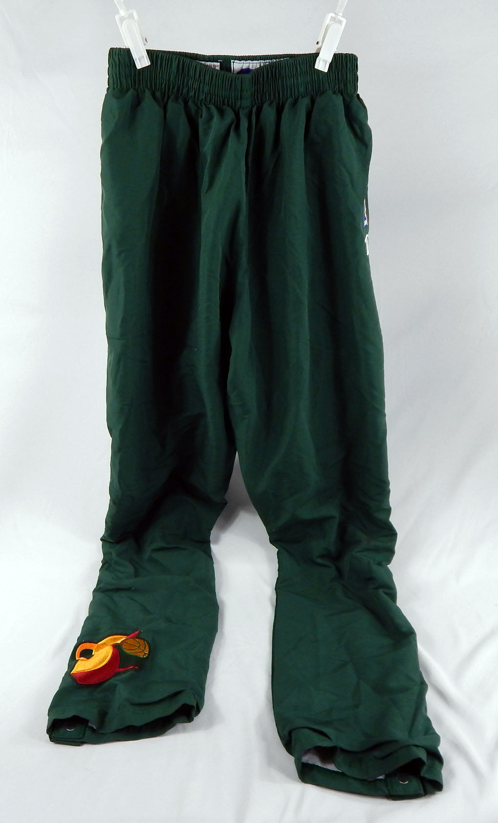 1990s Seattle SuperSonics #15 Game Used Green Basketball Warm Up Pants Size 34 2