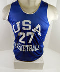 1990s Team USA Basketball #27 Game Issued Blue White Practice Jersey S DP66433