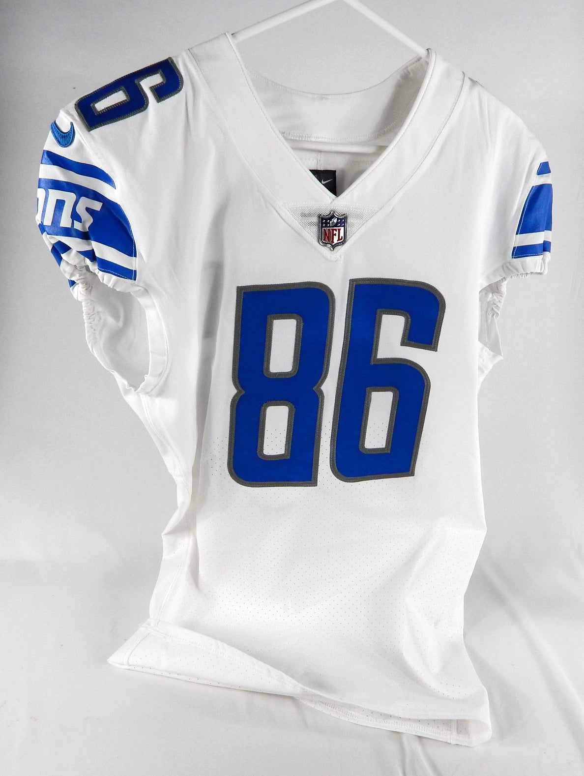 2022 Detroit Lions Garrett Griffin #86 Game Issued White Jersey 42 DP68650