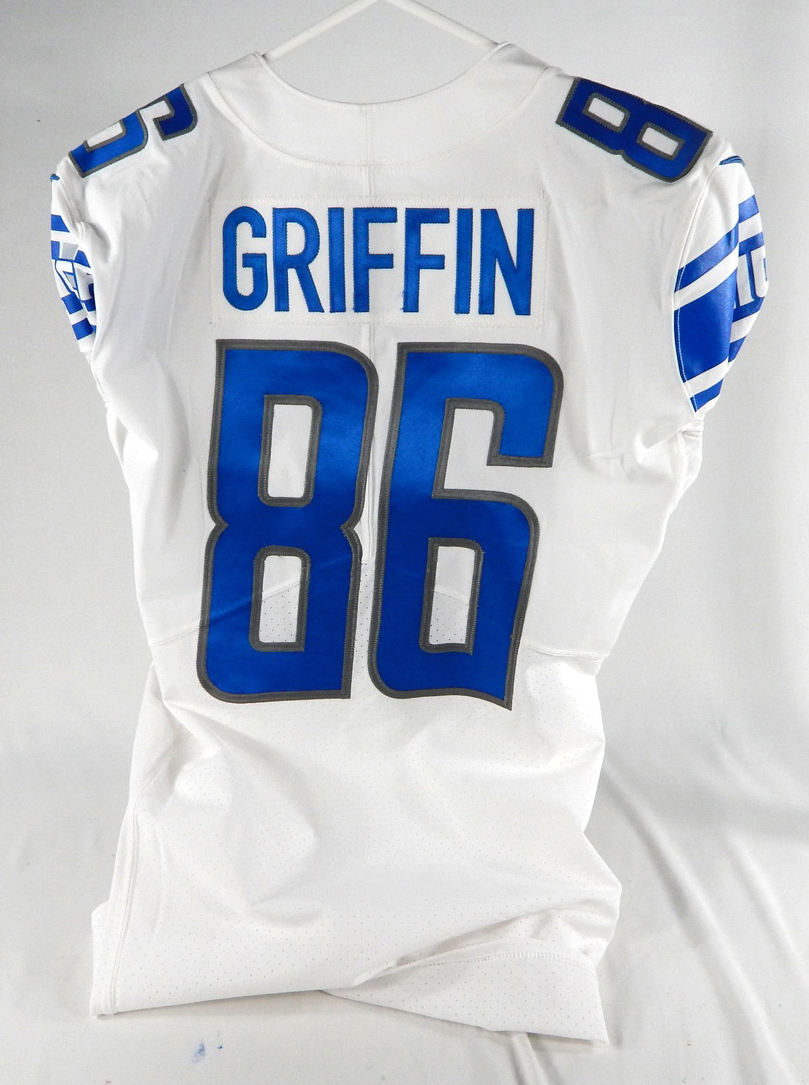 2022 Detroit Lions Garrett Griffin #86 Game Issued White Jersey 42 DP68650 Pic2