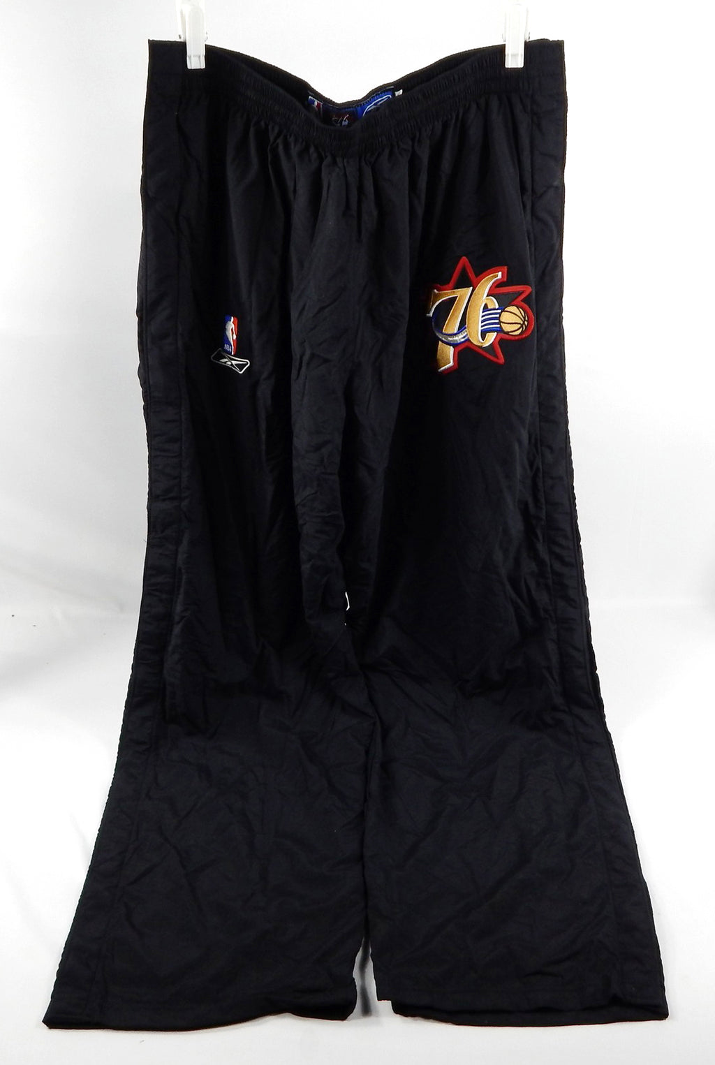 2000s Philadelphia 76ers #7 Game Used Black Warm Up Pants 42 170