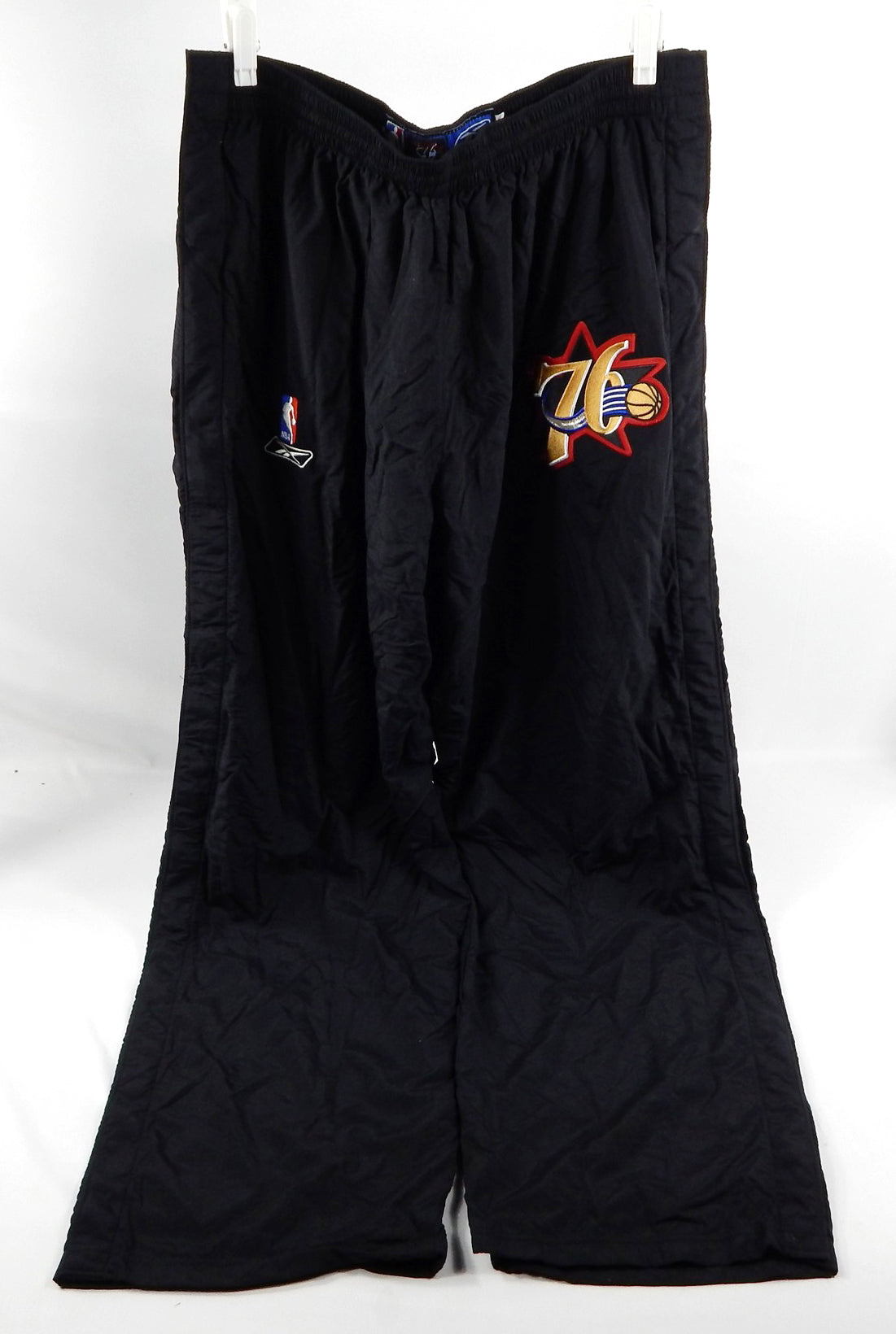2000s Philadelphia 76ers #7 Game Used Black Warm Up Pants 42 170