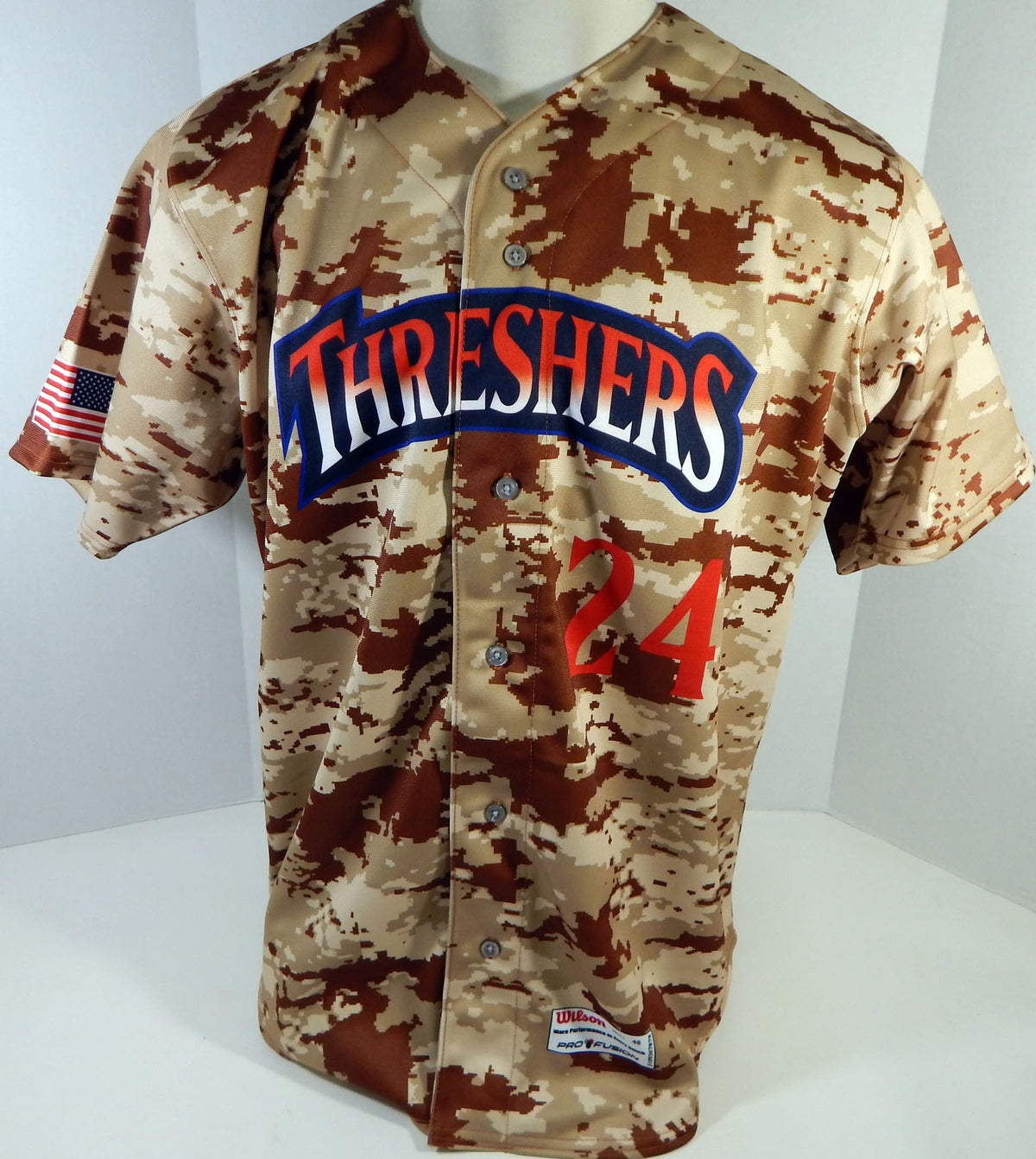 2015 Clearwater Threshers Harold Martinez #24 Game Issued Brown Jersey Miltary 9 Pic2