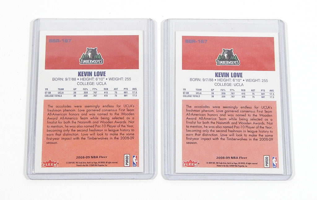 Lot of (2) 2008-09 Fleer Kevin Love RC #167 Pic2