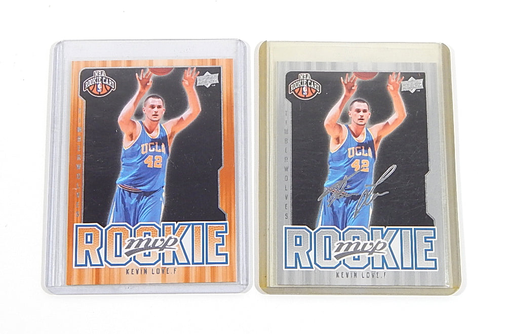 Lot of (2) 2008-09 Upper Deck MVP Kevin Love RC #205 Regular & Silver Script