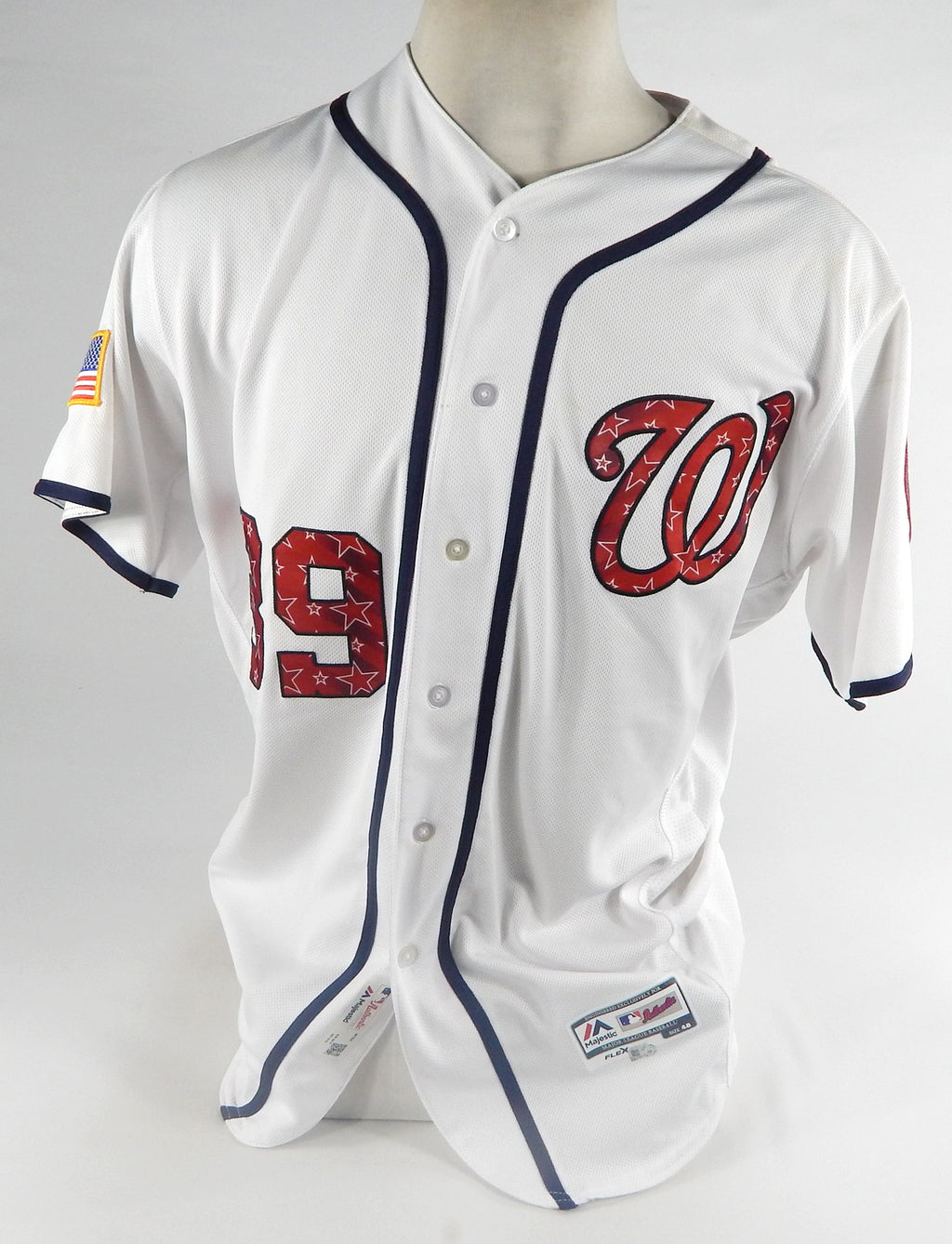 2017 Washington Nationals Rick Schu #39 Game Used White Jersey Star Stripe 48 1 Pic2