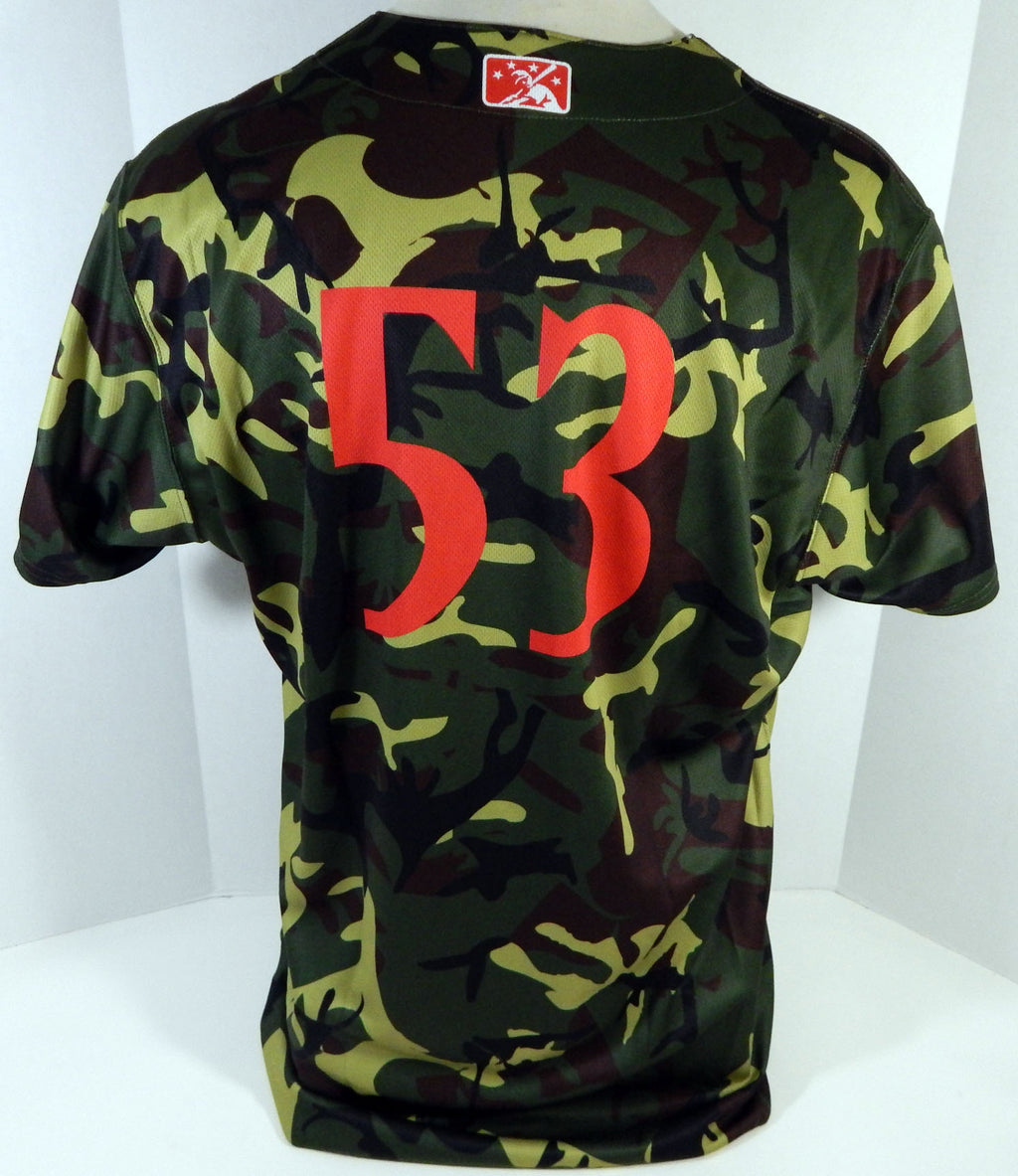 2018 Clearwater Threshers #53 Game Issued Green Camo Jersey Miltary Night 48 2