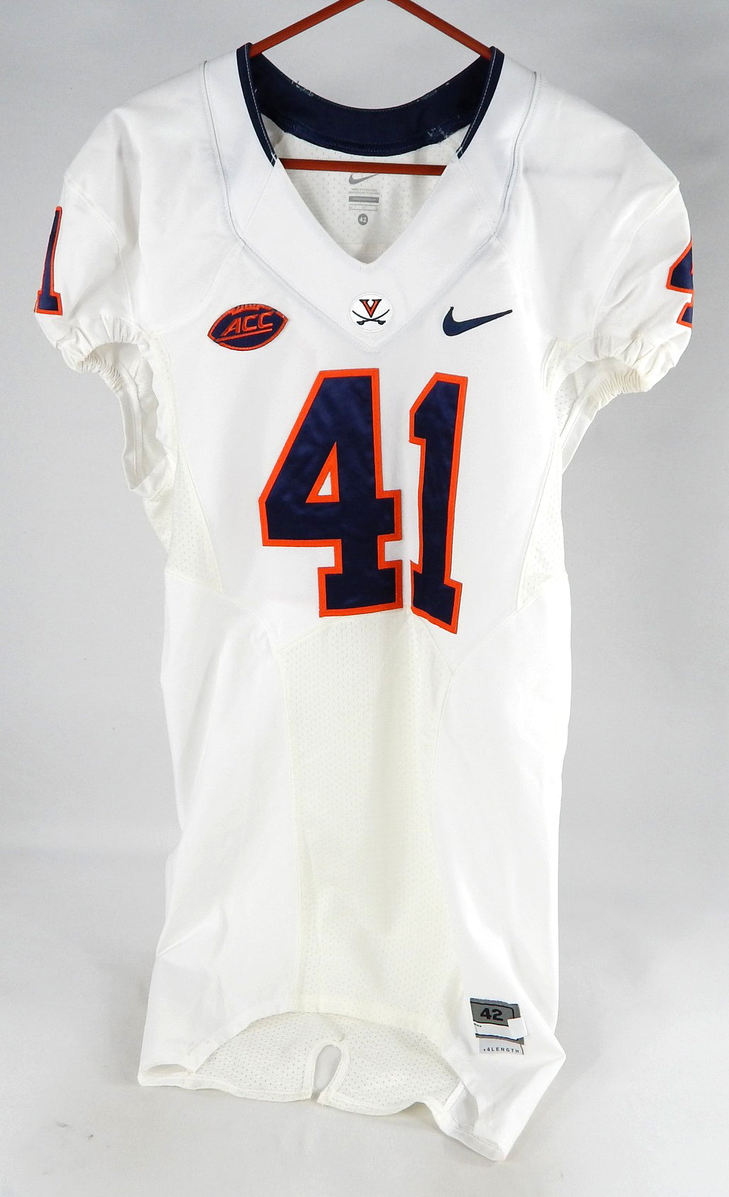 2015-17 Virginia Cavaliers #41 Game Used White Jersey Name Plate Removed 42 479