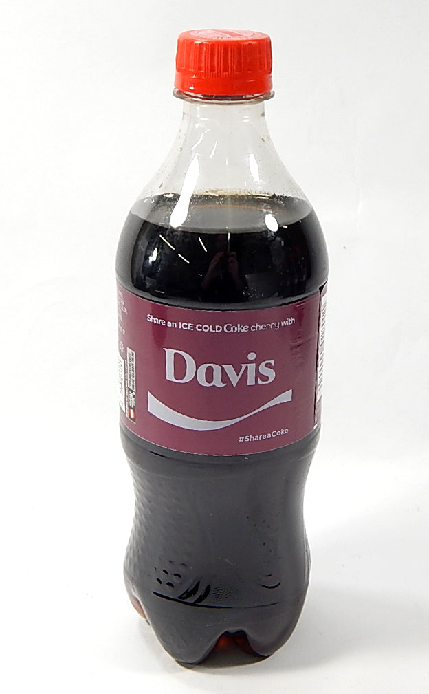 Share a Cherry Coke with Davis 20 fl oz Collectible Bottle Rare Unopened