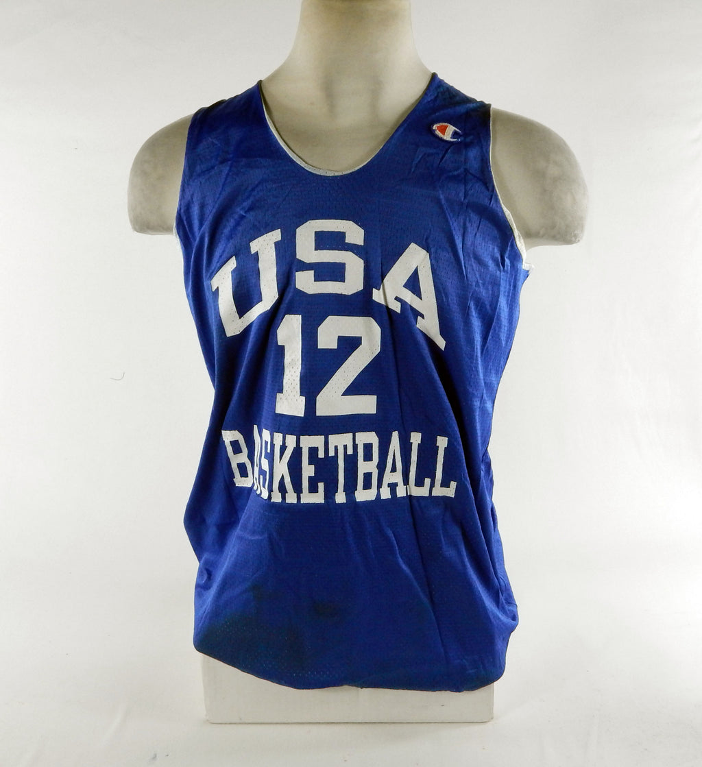 1990s Team USA Basketball #12 Game Issued Blue Practice Jersey DP70333