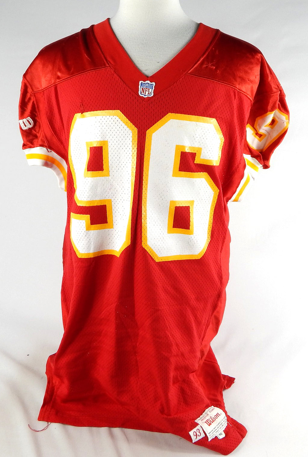 1993 Kansas City Chiefs Tim Newton #96 Game Used Red Jersey 46 863
