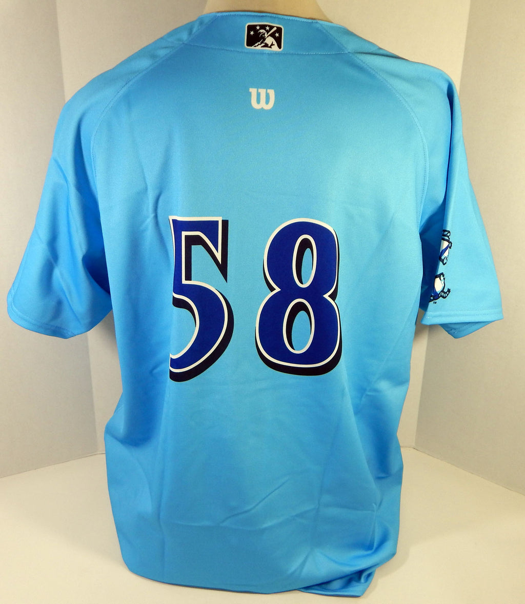 2012 Clearwater Threshers #58 Game Issued Blue Jersey Prostate Cancer Night 54 1