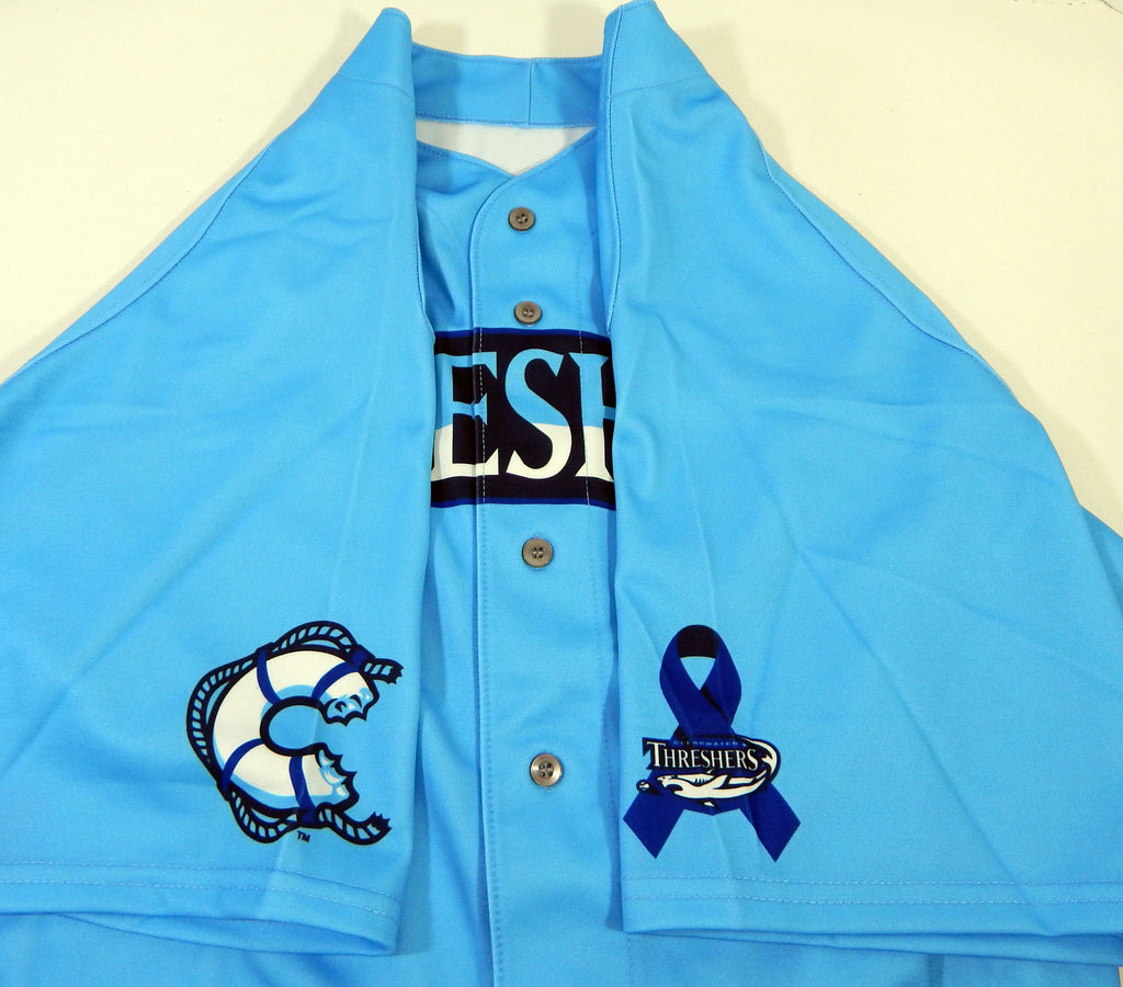 2012 Clearwater Threshers #58 Game Issued Blue Jersey Prostate Cancer Night 54 1 Pic2