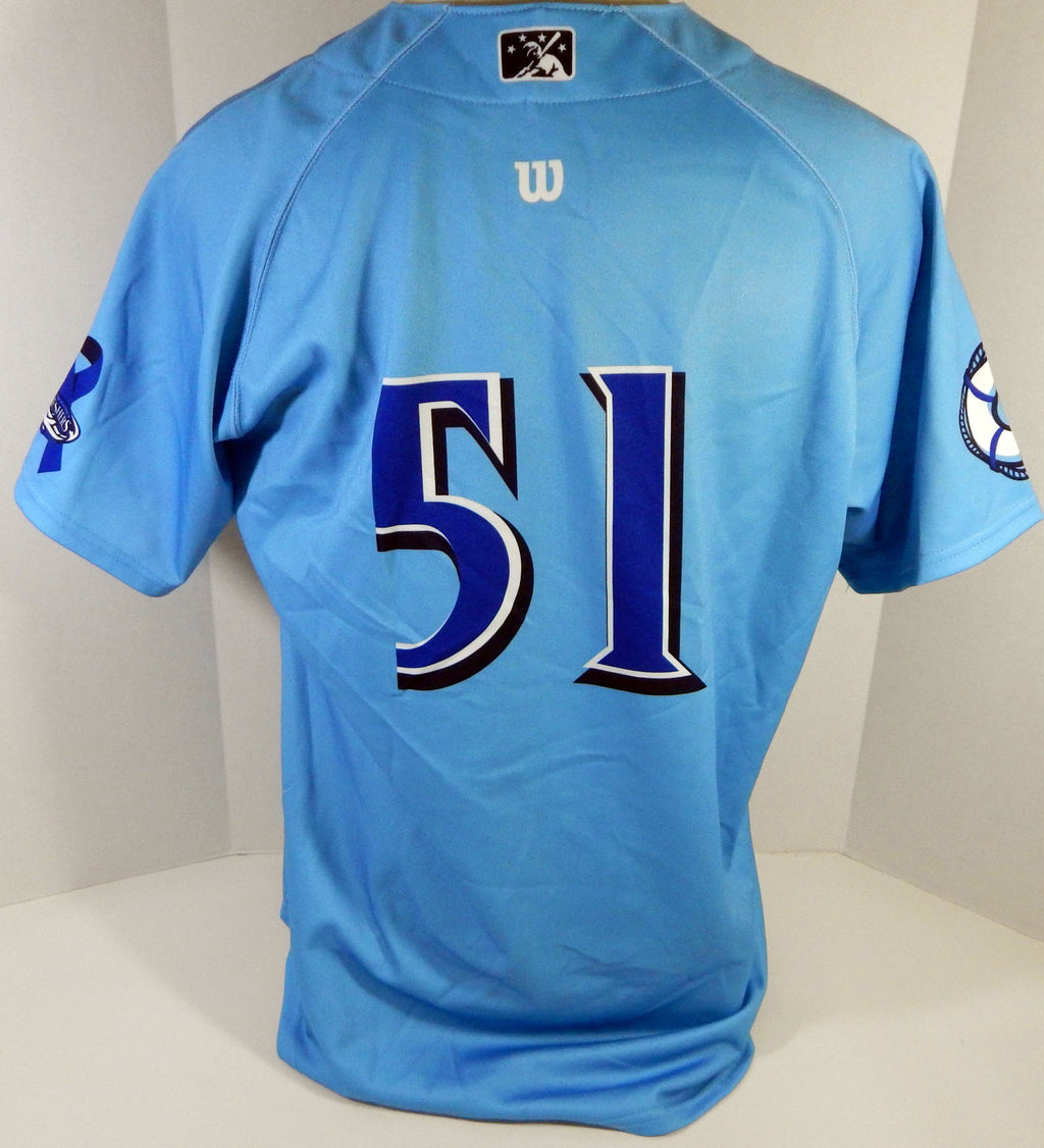 Clearwater Threshers #51 Game Issued Blue Jersey Prostate Cancer Night 48 363