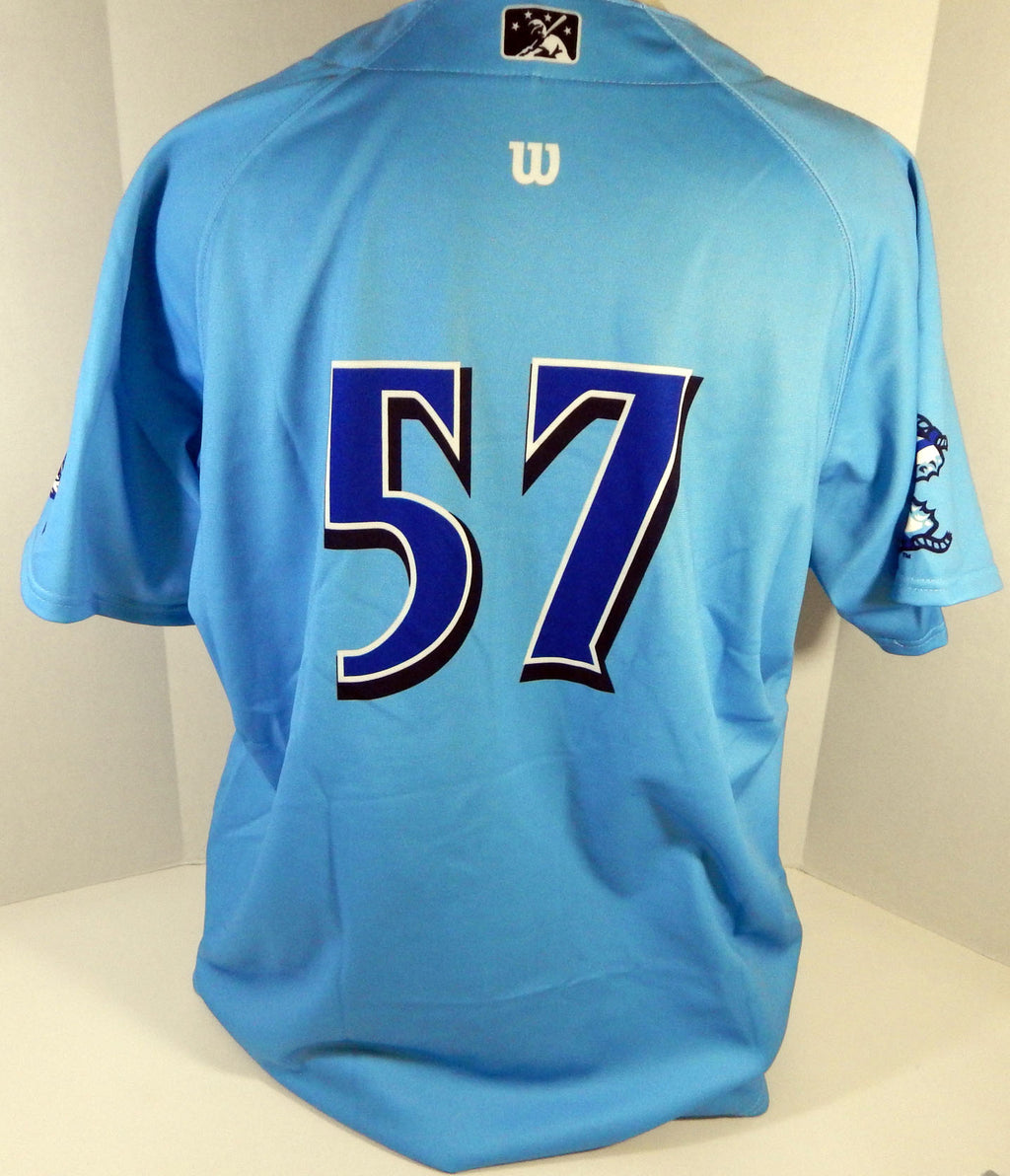 Clearwater Threshers #57 Game Issued Blue Jersey Prostate Cancer Night 52 364
