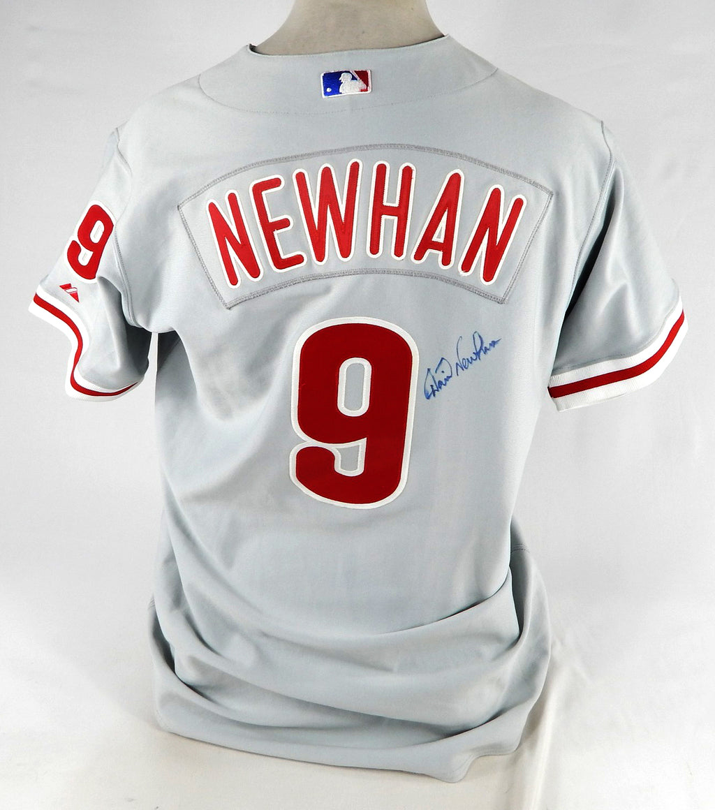 2000-01 Philadelphia Phillies David Newhan #9 Game Issued Signed Grey Jersey 4