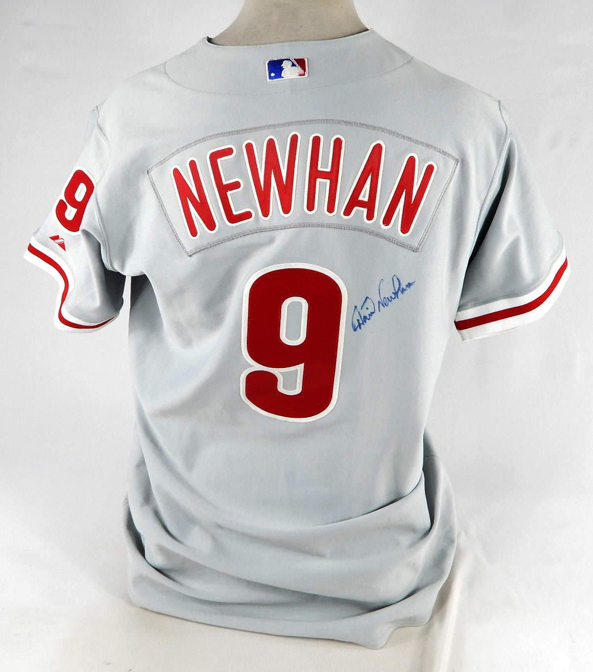 2000-01 Philadelphia Phillies David Newhan #9 Game Issued Signed Grey Jersey 4